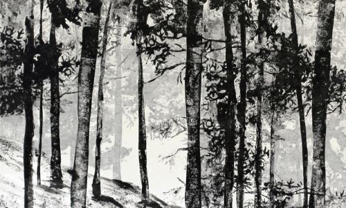 Linogravure sur papier puis marouflage sur toile   70x100 cm